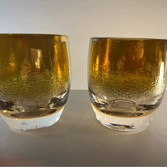 Two Glassy Baby Stay Gold Votive Holders - Picture 1 of 16